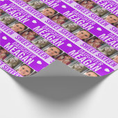 16. Geburtstag drei Fotos lila Tochter Geschenkpapier (Ecke)