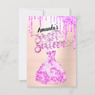16 . Geburtstag Dress Glitzer Tropfen Rosa Tropfen Einladung