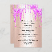 16 . Geburtstag Dress Glitzer Tropfen Rosa Tropfen Einladung (Vorne/Hinten)