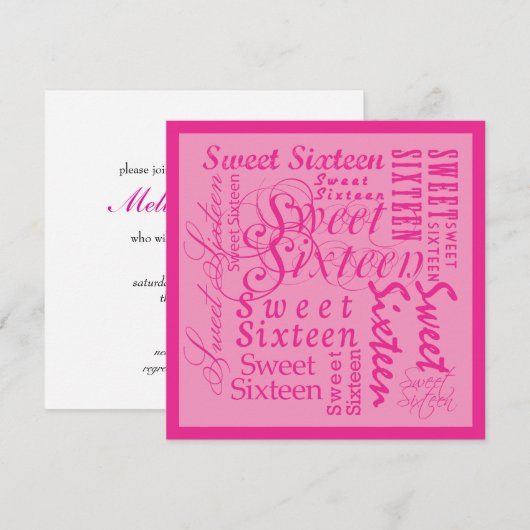 16 . Geburtstag Einladung (Vorne/Hinten)