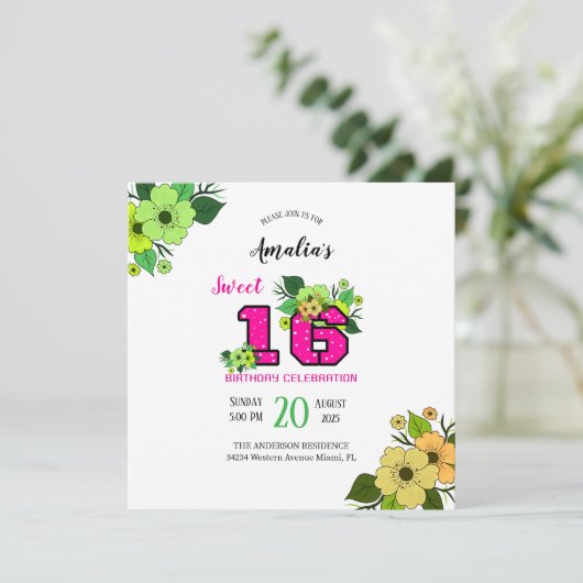 16 . Geburtstag Einladung (Stehend Vorderseite)