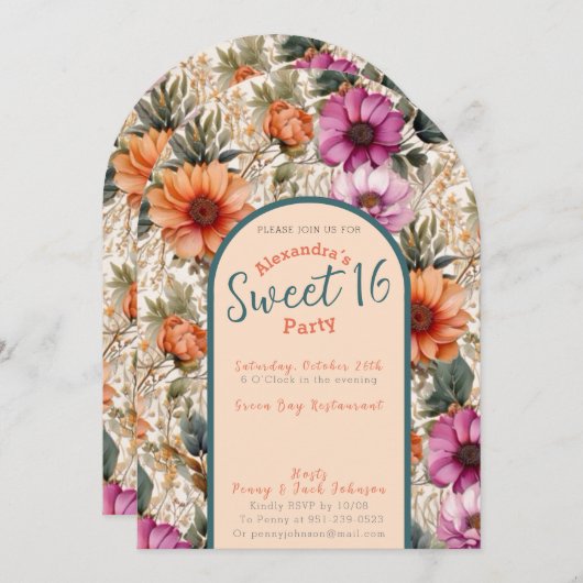 16 . Geburtstag Einladung (Vorne/Hinten)