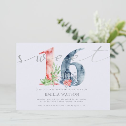 16 . Geburtstag Einladung (Stehend Vorderseite)