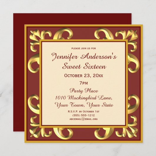 16 . Geburtstag Einladung (Vorne/Hinten)