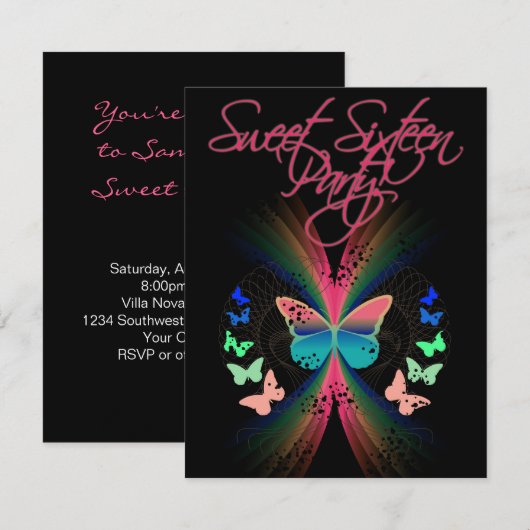 16 . Geburtstag Einladung (Vorne/Hinten)