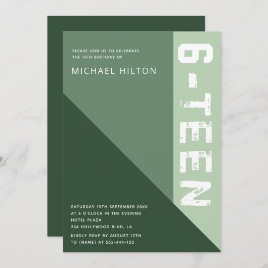 16 . Geburtstag Einladung (Vorne/Hinten)