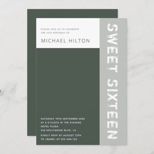 16 . Geburtstag Einladung (Vorne/Hinten)