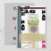 16. Geburtstag Einladung (Vorne/Hinten)