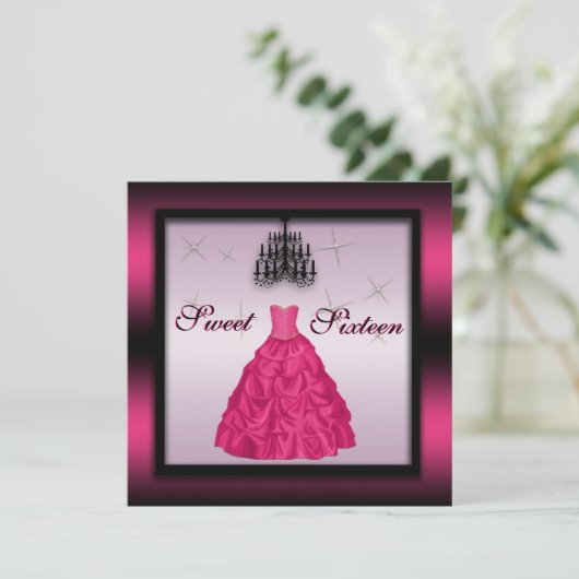 16 . Geburtstag-Einladung Einladung (Stehend Vorderseite)