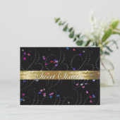 16 . Geburtstag Einladung, elegantes Black & Gold Einladung (Stehend Vorderseite)