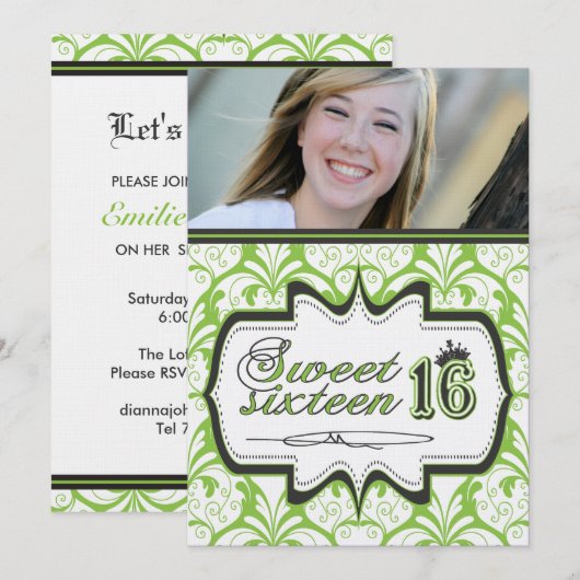 16 . Geburtstag Einladung - individuell anpassbar (Vorne/Hinten)