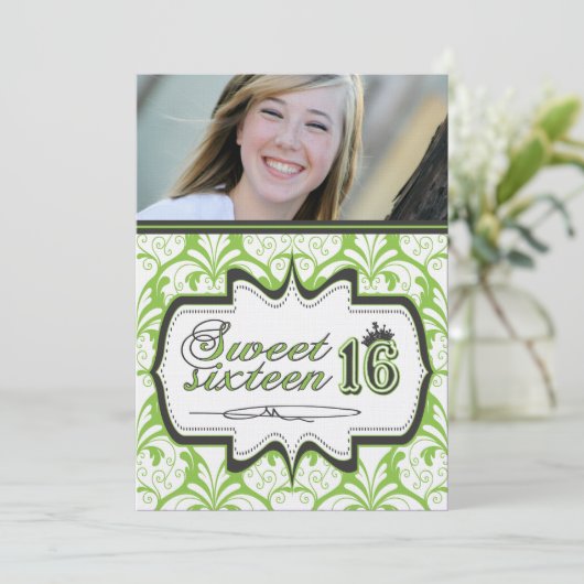 16 . Geburtstag Einladung - individuell anpassbar (Stehend Vorderseite)