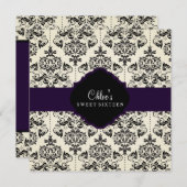 16. Geburtstag | Einladung lila und schwarz (Vorne/Hinten)