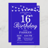 16. Geburtstag Einladung Royal Blue (Vorne/Hinten)