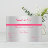 16 . Geburtstag Einladung Silber (Stehend Vorderseite)