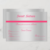 16 . Geburtstag Einladung Silber (Vorne/Hinten)