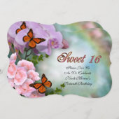 16 . Geburtstag Einladung von Schmetterlingen und (Vorne/Hinten)