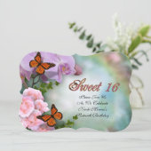 16 . Geburtstag Einladung von Schmetterlingen und  (Stehend Vorderseite)