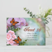 16 . Geburtstag Einladung von Schmetterlingen und (Stehend Vorderseite)