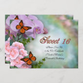 16 . Geburtstag Einladung von Schmetterlingen und (Vorne/Hinten)