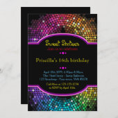 16 . Geburtstag Einladung zum Geburtstag, Disco-St (Vorne/Hinten)