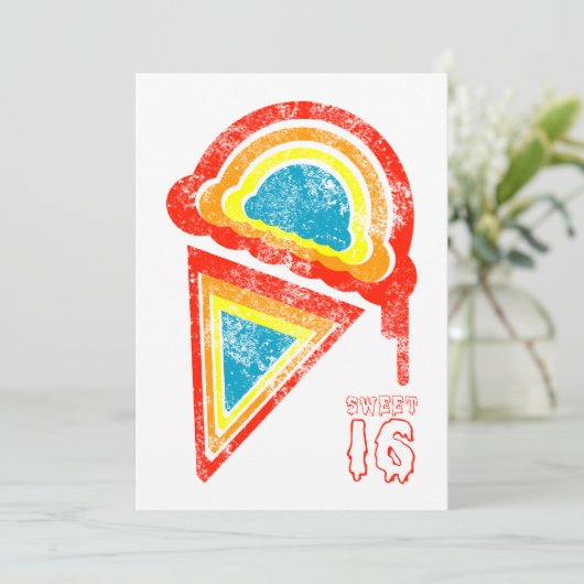 16 . Geburtstag-Eiscreme Einladung (Stehend Vorderseite)