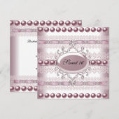 16 . Geburtstag Elegant Pearl Silver Pink Lace Einladung (Vorne/Hinten)
