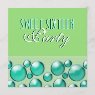 "16 . Geburtstag" elegante aquamarine "Polka-Punkt Einladung