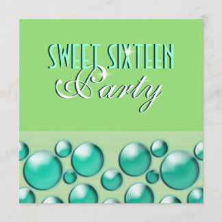 "16 . Geburtstag" elegante aquamarine "Polka-Punkt Einladung