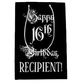 16. Geburtstag: Extravagant, elegant, Script + Ind Mittlere Geschenktüte