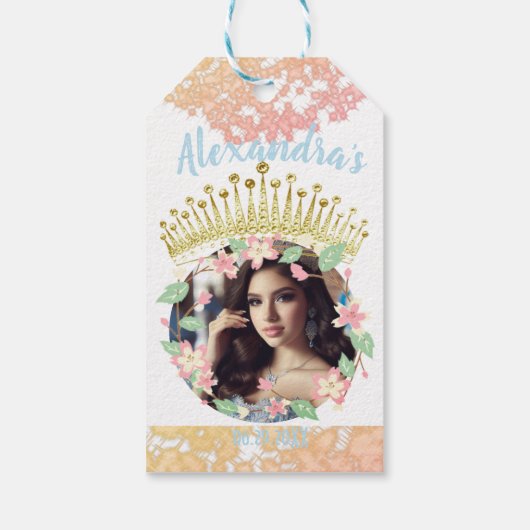 16 . Geburtstag Fairytale Princess Foto Vielen Dan Geschenkanhänger (Rückseite)