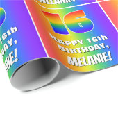 16. Geburtstag: Farbiges, lustiges Regenbogenmuste Geschenkpapier (Rolleneckpunkt)
