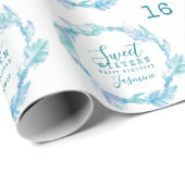 16 . Geburtstag Federn Perlen Aquarellfarbe Geschenkpapier (Rolleneckpunkt)