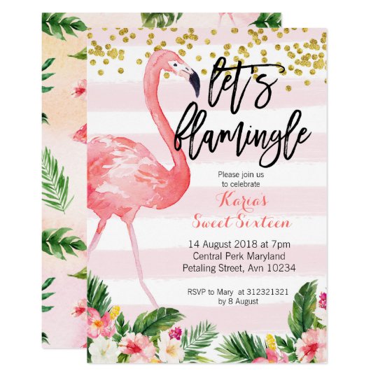 16 Geburtstag Flamingoeinladung Einladung Zazzle De