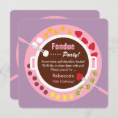 16 . Geburtstag Fondue Girls Geburtstagsparty Einladung (Vorne/Hinten)