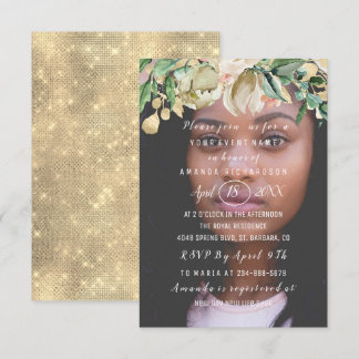 16. Geburtstag Foto Blume Brunch Spark Gold Einladung