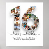 16. Geburtstag Foto Collage Poster (Vorne)