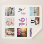 16. Geburtstag Foto Collage süß 16 weiß Sherpadecke (Vorderseite (Horizontal))
