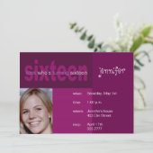 16. Geburtstag Foto Einladung (Stehend Vorderseite)