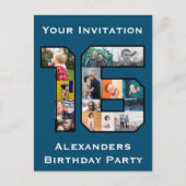 16. Geburtstag Foto Einladung Postkarte (Vorderseite)