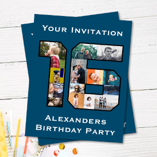 16. Geburtstag Foto Einladung Postkarte