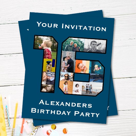 16. Geburtstag Foto Einladung Postkarte