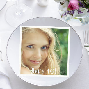 16. Geburtstag Foto hallo 16 Mädchen Serviette