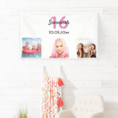 16. Geburtstag Foto Pink Monogramm Mädchen Banner (Insitu)