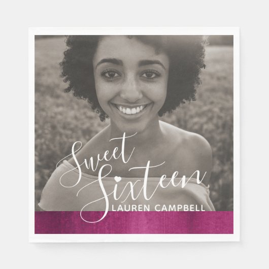 16 . Geburtstag Fotoschablone Serviette (Vorderseite)