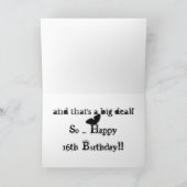 16. Geburtstag für eine Nichte, schwarzer Schmette Karte (Innenseite)