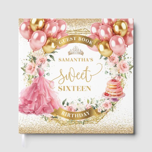16 . Geburtstag Gästebuch Rosa Blume (Vorderseite)