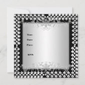 16 . Geburtstag Geburtstag 16. Silberschwarz Einladung (Rückseite)