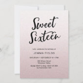 16 . Geburtstag Geburtstag Einladung Rosa Glitzer (Vorderseite)