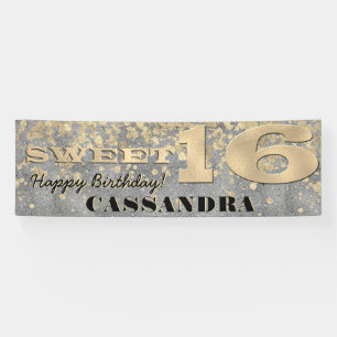 16 . Geburtstag Geburtstag  Goldfolie und Glitzer Banner
